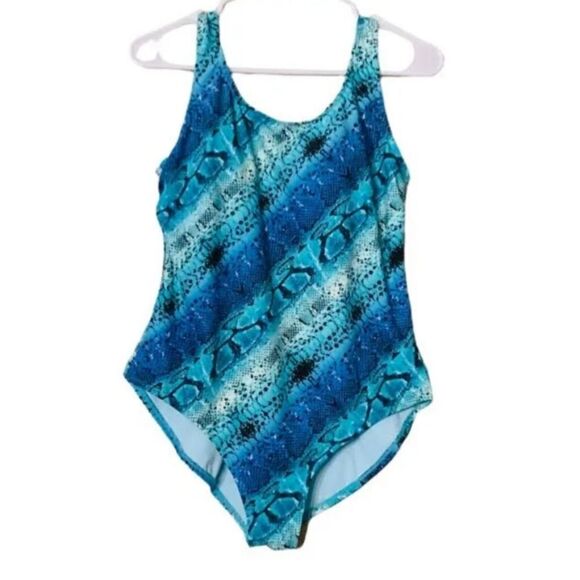 Catalina turquoise/blue snake print swimsuit - Picture 1 of 9